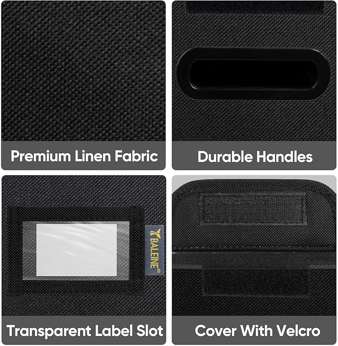 BALEINE File Organizer Box with Lid, Collapsible File Folder Organizer with Plastic Slide, Hanging File Folder Box for Office Document Storage (1 Pack, Black, S) - Image 5