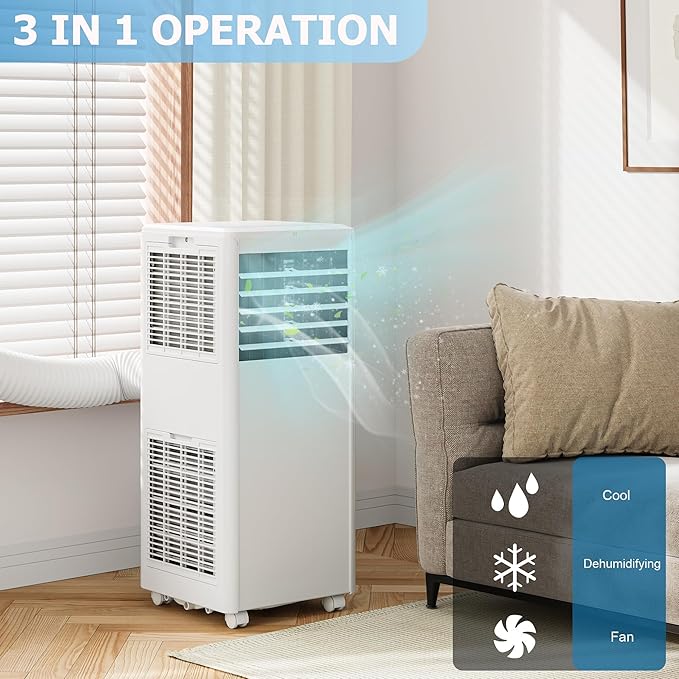 GarveeLife 8000 BTU Portable Air Conditioner - 4-in-1 AC Unit with Quiet Cooling, Dehumidifier, Fan & Sleep Modes - Remote Control, 24H Timer, Easy Install - For Rooms up to 350 Sq. Ft, Bedroom, - Image 4