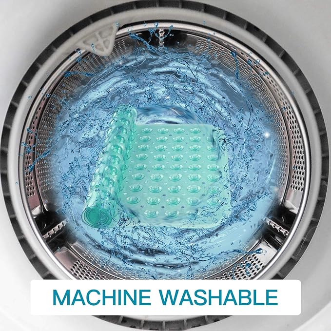 YINENN Bath Tub Shower Stall Mats 31x15.5 Inch Non-Slip and Latex Free, Bathtub Mat with Suction Cups, Machine Washable Bathroom Mats with Drain Holes (Green) - Image 6