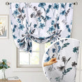 H.VERSAILTEX Reversible Tie Up Curtains Cattleya Floral Printed Rod Pocket Panel for Small Window - Reversible in Blue/Teal- 42" Wide by 45" Long by HVERSAILTEX