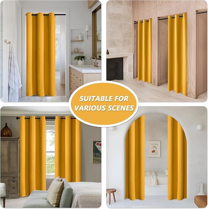 MYSKY HOME Yellow Blackout Curtains for Living Room Bedroom Curtains 90 Inches Long Grommet Room Darkening Window Curtains Thermal Insulated Single Panel Curtains 52 x 90 Inch, Mustard Yellow - Image 7