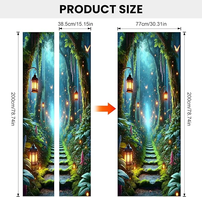 3D Door Stickers, Peel and Stick Vinyl Wallpaper ，Self-Adhesive Mural for Home Decor 30.3" W x 78.7" H (Forest Path, 30.3" W x 78.7" H) - Image 3