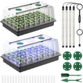 Pawfly Seed Starter Trays, 2 Pack 80 Cells Seed Starter Kit with Adjustable Grow Light Bars & 3.5" Humidity Domes, Seeding Tray with Lids, Reusable Plant Germination Trays for Seed Starting by Pawfly