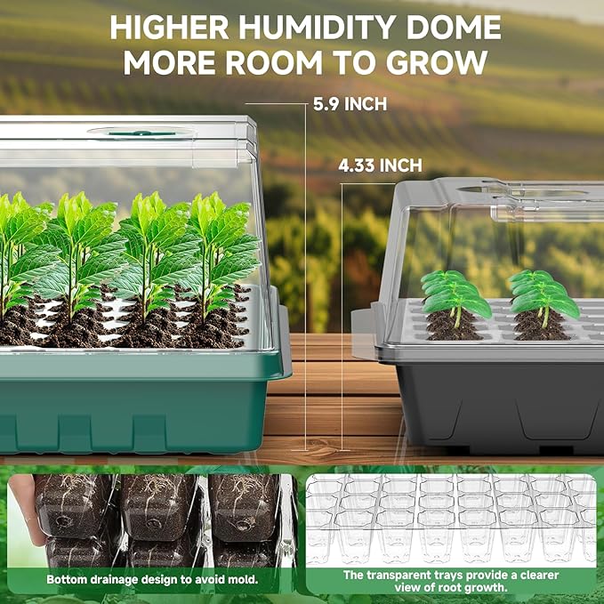 Seed Starter Trays with Grow Lights, Color Change Grow Lights for Seed Starting Kit, 3 Timming Set, Indoor Plant Growing Kit for Gardeners, Germination Trays Kits, Gardening Gifts - Image 3