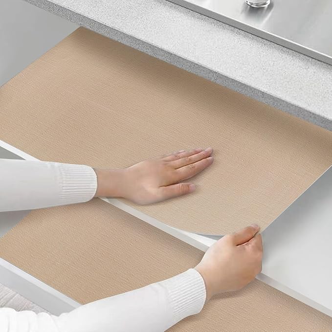 Shelf and Drawer Liner for Kitchen Cabinets Non-Adhesive, Strong Grip Non-Slip Thickened Cabinet Liners for Shelves, Waterproof Mats for Dresser Cupboard, Khaki, 17 in x 30 Feet - Image 7