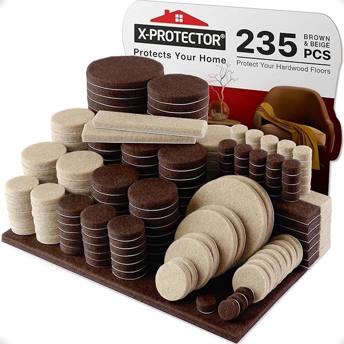 235 pcs Felt Furniture Pads Brown & Beige X-Protector! Huge Quantity of Furniture Pads for Hardwood Floors – Your Ideal Wood Floor Protectors for Furniture. Protect Any Type of Hard Floor! by X-Protector