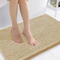 Smiry Luxury Chenille Bathroom Rugs 36x24, Extra Soft and Absorbent Shaggy Bath Mat, Machine Washable, Non-Slip Plush Carpet Runner for Tub, Shower, and Floor, Home Decor Accessories, Beige by Smiry