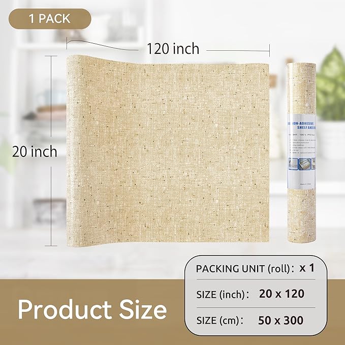 FIFTY FEET 20"x120" Non-Adhesive Shelf Liner for Kitchen Cabinets and Drawers, Washable Non-Slip PVC Cabinet Liner (Yellow)(1 Roll) - Image 5