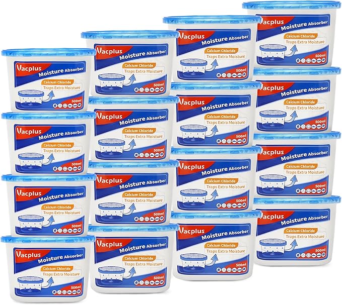 Vacplus Moisture Absorbers 16 Pack, 10.5 Oz, Humidity Absorber Boxes Attracts Extra Moisture from Your Bathroom, Closet, Kitchen, Dehumidifier for Closet (Fragrance Free), Blue by Vacplus