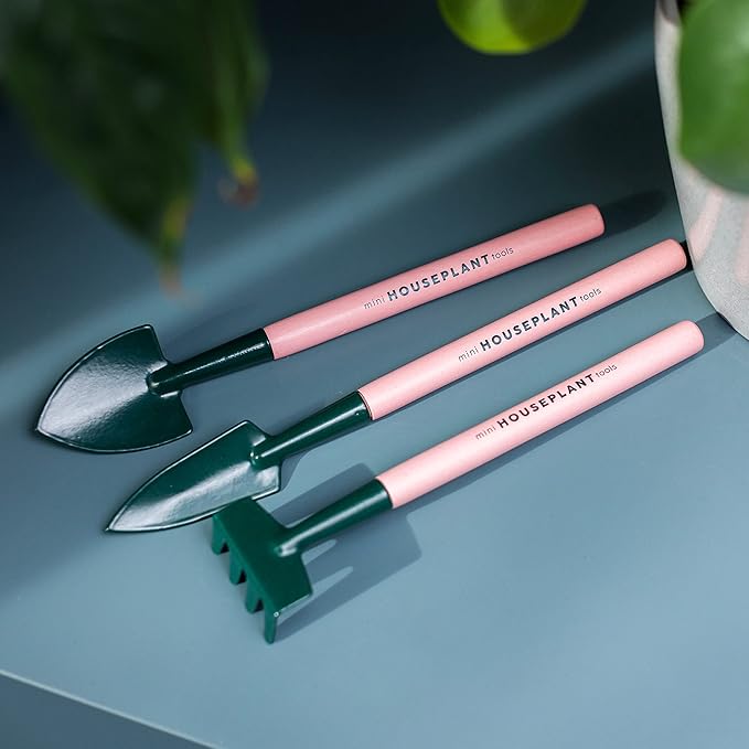 Mini Houseplant Tools - Indoor Gardening Tools Set - Mini Shovel - Mini Trowel - Mini Rake - Pink Pot Plant Garden Tool Set - Image 4