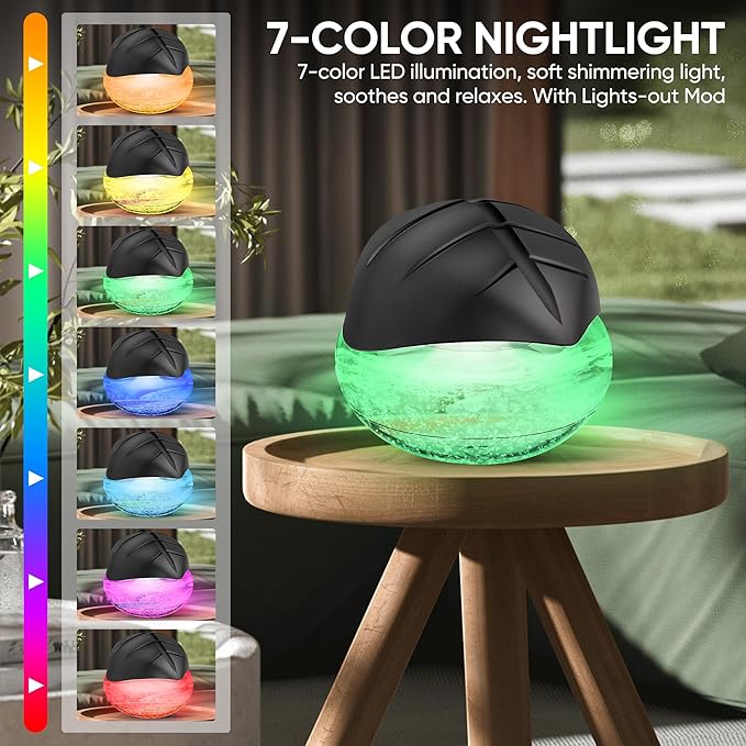 Water Based Air Purifier for Home with Essential Oil Diffuser and Humidifier Function, Rainbow Air Washer with LED Night Light, Freshener for Smoke and Pet Odors, Includes 6x10ml Essential Oils - Image 4