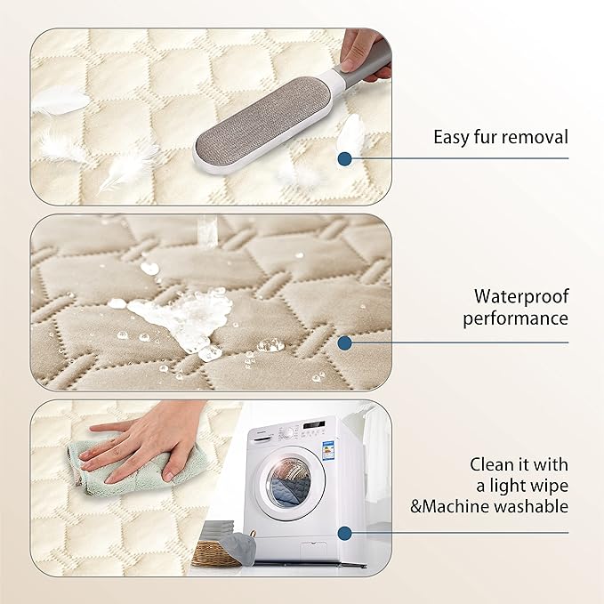 gogobunny 100% Double-Sided Waterproof Dog Bed Cover Pet Blanket Sofa Couch Furniture Protector for Puppy Large Dog Cat, Reversible (30x90 Inch (Pack of 1), Dark Beige/Light Beige) - Image 6