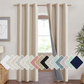 NICETOWN Cream 100% Blackout Linen Curtains 90 inch Long Burg for Living Room, 1 Pair, 42" Width Each Panel, Farmhouse Thick Completely Blackout Window Treatment Thermal Insulated Drapes by NICETOWN
