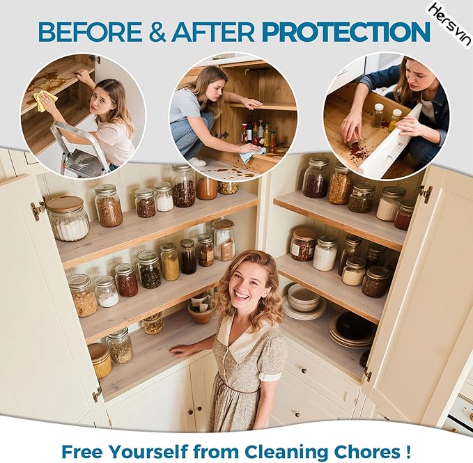 Hersvin Shelf Liners 30 in x 20 ft EVA Drawer Mats, Non-Adhesive Cupboard Protector, Kitchen Cabinet Lining Fridge Liner (Clear Stripe, 76.2x610cm) - Image 3