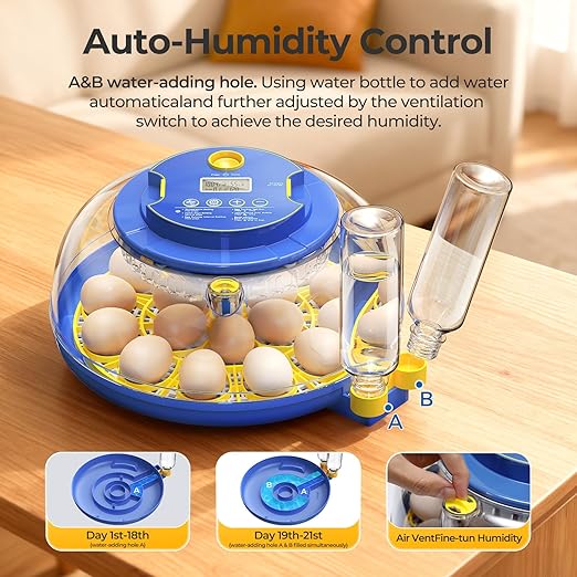 18 Egg Incubators for Hatching Eggs, 360° View with Automatic Egg Turning & Humidity Control, Built-in Egg Candler for Hatching Chicken, Duck, Goose, Quail, Ideal for Home, Classroom, Laboratory, Farm - Image 7