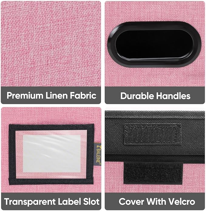 BALEINE File Organizer Box with Lid, Collapsible File Folder Organizer with Plastic Slide, Hanging File Folder Box for Office Document Storage (2 Pack, Pink) - Image 7