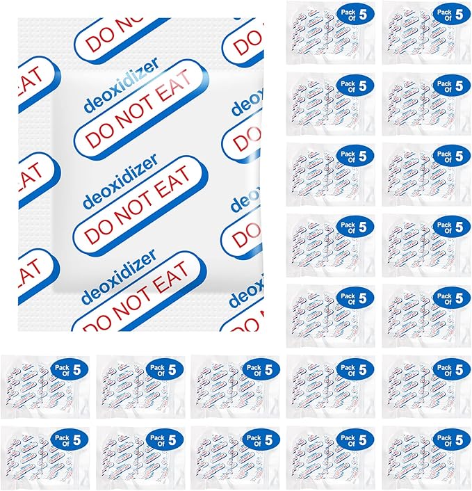 400cc Oxygen Absorbers for Food Storage - 100 Count (20x Packs of 5) - for Long Term Food Storage & Survival, Mylar Bags, Canning, Harvest Right Freeze Dryer, Dehydrated, and Preserved Foods by ZRLEI