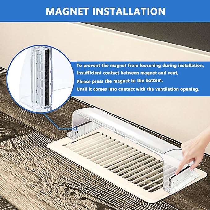 Air Vent Deflectors Adjustable Magnetic Heat and Vent Cover,9" to 15"Inches-Heavy Duty Unbreakable Plastic with Magnet Secure Design ，for Vent Covers for Home Floor，Sidewal，Ceiling Registers,4 Pack… - Image 3