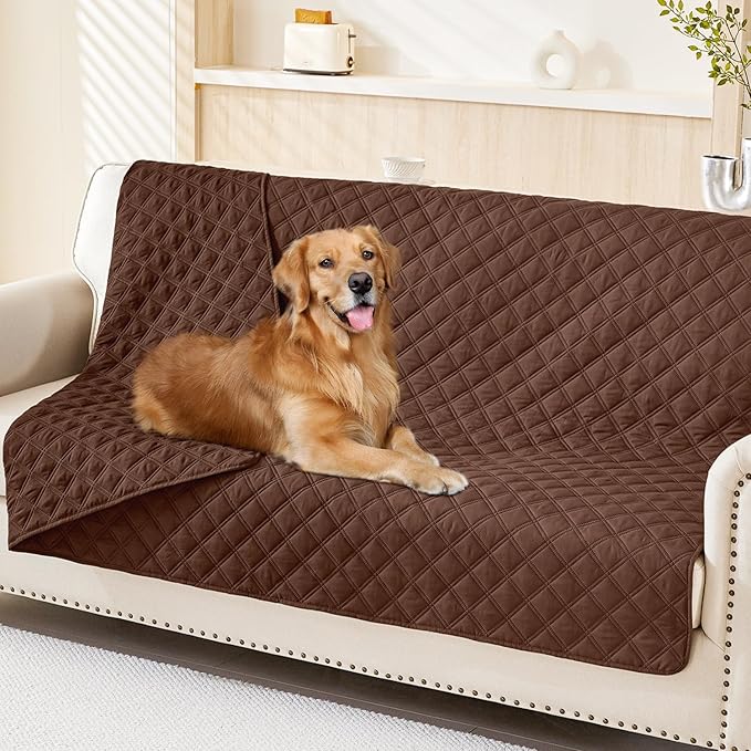 Smiry Waterproof Dog Bed Cover Pet Blanket, Soft Washable Dog Blanket for Furniture Bed Couch Sofa Reversible, Checkered (68"x82", Brown/Brown) by Smiry