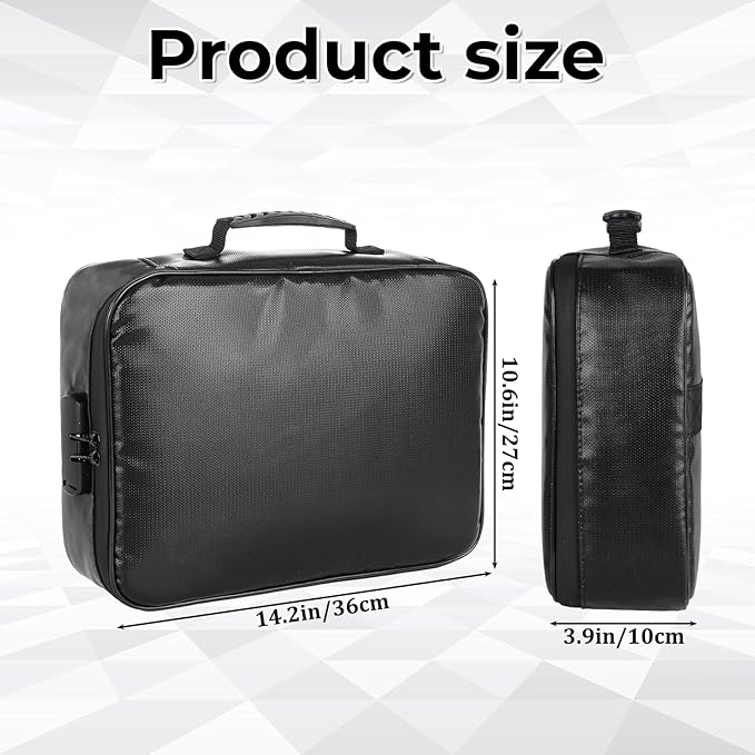 Fireproof Document Box with Lock, Waterproof File Organizer Portable Travel Safe Storage Black Insulated Document Holder for Important Documents Passport Certificates Money U Disk Cards - Image 2