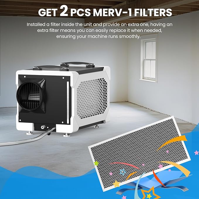CADPXS Crawlspace Dehumidifier with Pump and Drain Hose, 145 Pints Commercial-Grade Dehumidifier for Crawl Spaces, Basements, Industrial and Water Damage Use, Large Capacity, Auto Defrost, cETL - Image 3