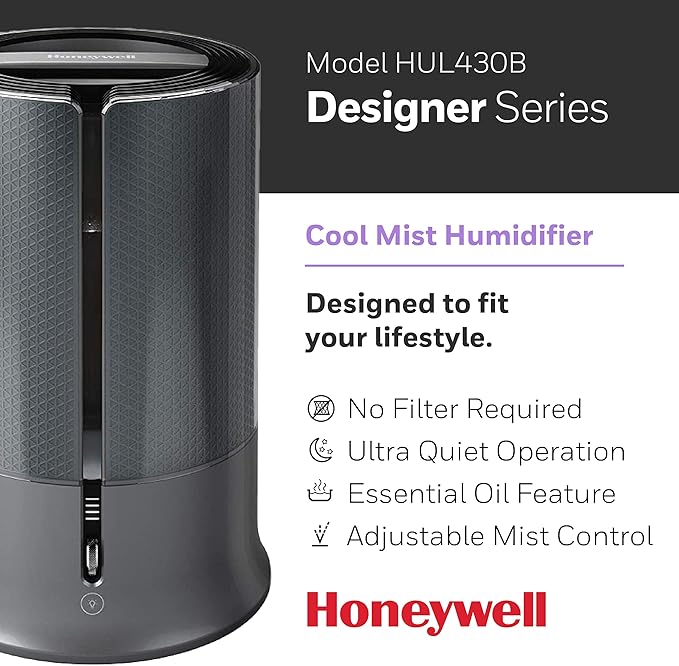 Honeywell Designer Series Cool Mist Humidifier, Room Humidifiers, Black - Image 2