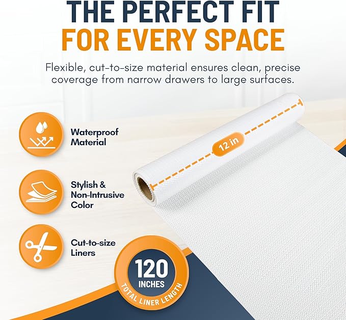 Shelf Liner Cabinet Liner for Shelves Non-Adhesive Kitchen Drawer Liner by Linda’s Essentials (12 x 120 Inches) - Non-Slip Easy Clean Shelf Liners for Cabinets and Cupboard Protector, Waterproof Mat - Image 3