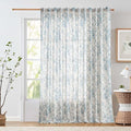 jinchan Linen Floral Curtains 100 Inch Extra Wide for Patio Sliding Glass Door Room Divider Curtain for Living Room 96 Inch Length Farmhouse Peony Blue Printed Curtain Set 1 Panel by JINCHAN