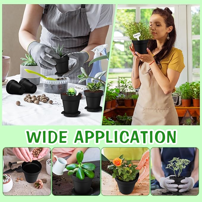 30 Pcs Plant Nursery Pots with Humidity Dome 2.95'' Small Plant Pots Plastic Gardening Container Planter Starter Seed Starting Trays for Seedlings Succulents with 30 Pcs Labels(Black) - Image 5