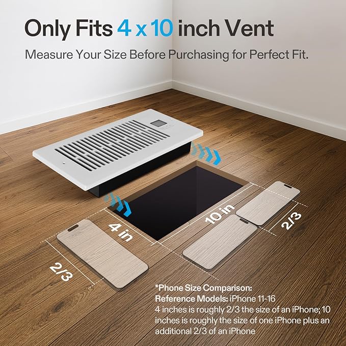 VIVOSUN Quiet Register Booster Fan for " " Holes, Cooling Heating Vent with Intelligent Thermostat Control, 10-Speeds Increase Airflow Booster Fan for Bedroom & Attic, Matte White - Image 2