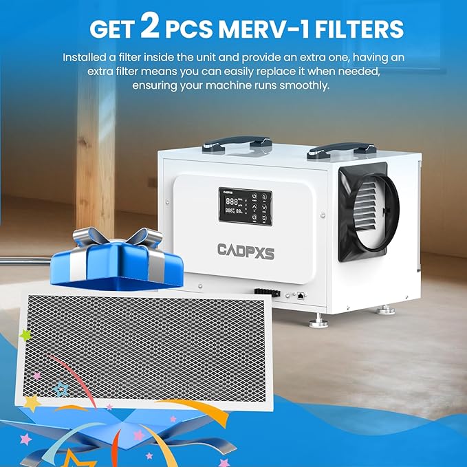 CADPXS Crawl Space Dehumidifier, 125 Pints Commercial Dehumidifiers with Drain Hose, Dehumidifier for Crawlspace, Basements & Water Damage Use, Auto Defrost & Memory Restart, cETL Listed - Image 2