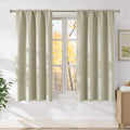 NICETOWN Beige Faux Linen Room Darkening Rod Pocket Curtains 63 inch Length, W42 x L63, Light Blocking Thermal Insulated Noise Reducing Drapes for Bedroom Living Room Farmhouse Decor, 2 Panels by NICETOWN