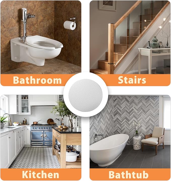 24 PCS Bathtub Non Slip Stickers White Adhesive Decals Round Shape Anti Slip Shower Stickers Bath Non Slip Stickers for Floor Bathroom Stairs Ladders with Scraper - Image 5