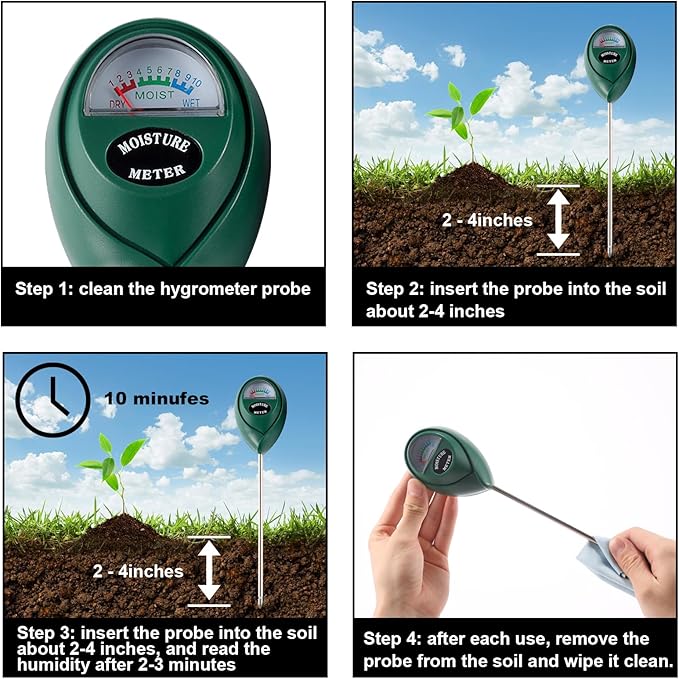 2 Packs Soil Moisture Meter, Plant Water Meter for House Plants, Soil Tester Test Kit Soil for Garden Lawn Farm Indoor & Outdoor Use, No Battery Required (Green) - Image 4