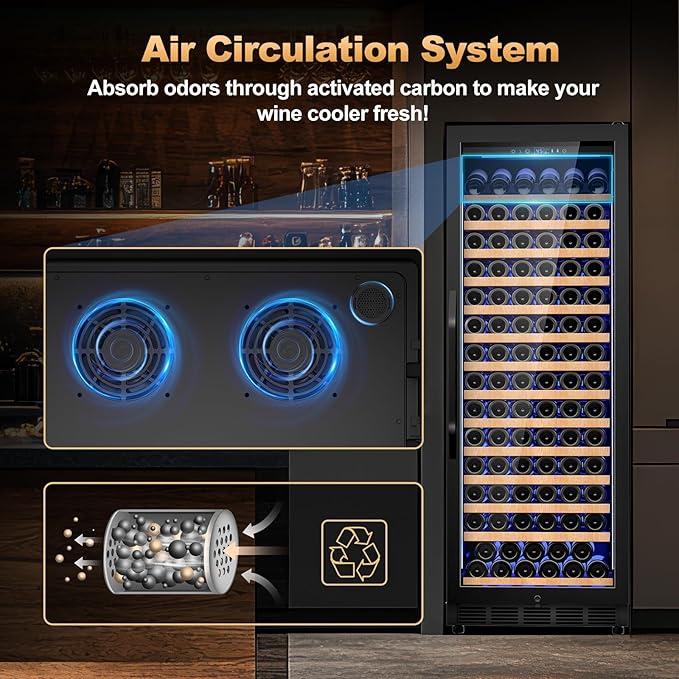 24 Inch Wine Cooler Refrigerator,179 Bottles Wine Fridge Large Capacity Professional Wine Cellars with Powerful Compressor,Quiet Operation and Elegant Design, Black - Image 8