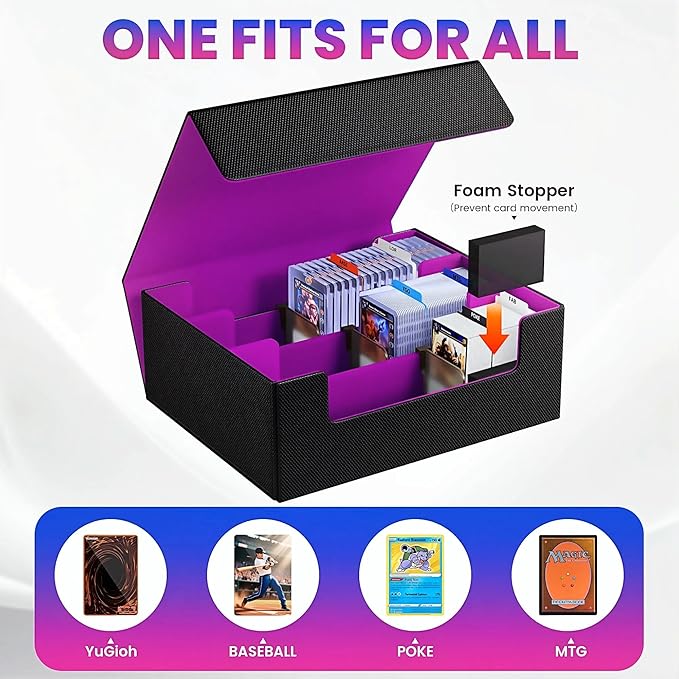 Card Storage Box For Trading Cards 1800+,Card Deck Box With 10 Dividers,6 Foam Stoppers,4 Supporters,Commander Deck Case Fit For Toploaders,MTG,YuGiOh,TCG and Magic Cards - Image 5
