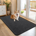 OLANLY Dog Door Mat for Muddy Paws 45x27, Absorbs Moisture and Dirt, Absorbent Non-Slip Washable Doormat, Quick Dry Chenille Mud Mat for Dogs, Entry Indoor Entryway Carpet for Inside Floor, Dark Grey by OLANLY