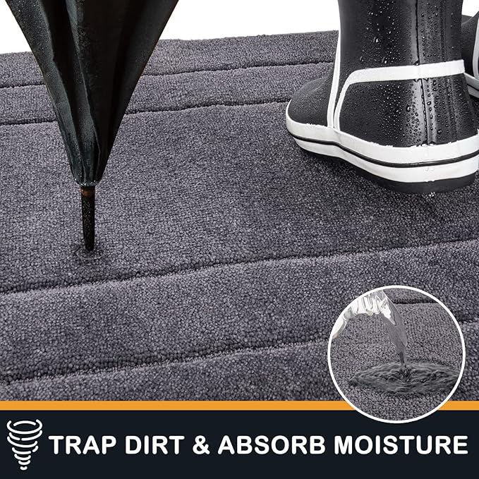 PURRUGS Dirt Trapping Door Mat 32" x 47", Non-Slip/Skid Machine Washable Entryway Rug, Dog Doormat, Super Absorbent Welcome Mat for Muddy Wet Shoes and Paws, Grey - Image 3