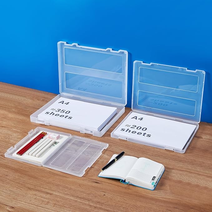 8 Pack Paper Storage Boxes, 8.5 x 11 Plastic Portable Project Case for US letter Size and A4 paper, Plastic Multi-Purpose Thick Scrapbook Storage Box for Office,Craft or Art Supplies - Image 3