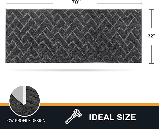 PURRUGS Dirt Trapping Door Mat 32" x 70", Non-Slip Machine Washable Entry Rug, Dog Doormat, Indoor Front Door Mat, Super Absorbent Entryway Rug for Muddy Shoes & Paws, Charcoal - Image 2