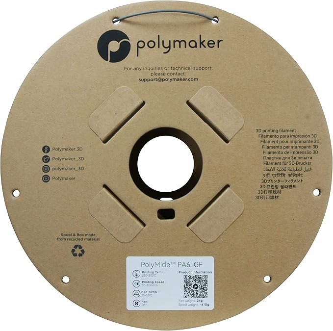 Polymaker PA6-GF Nylon Filament 1.75mm 2kg Grey Glass Fiber Nylon 3D Printing Filament - PolyMide PA6-GF Warp Free 3D Printer Filament - Image 9