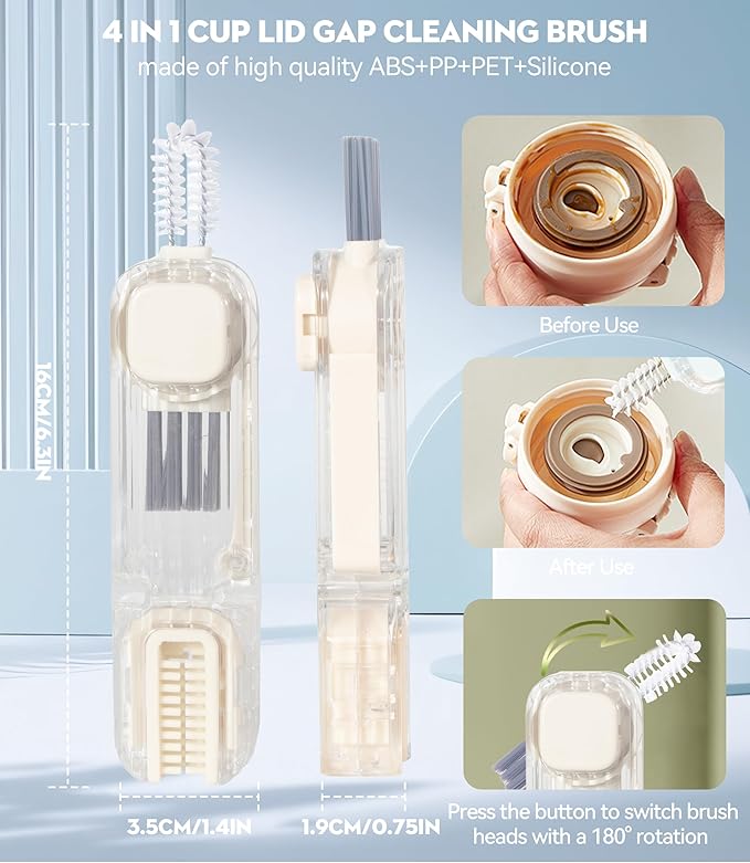 4 in 1 Cup Lid Gap Cleaning Brush, Multifunctional Insulation Bottle Cleaning Tools, Mutipurpose Tiny Silicone Cup Holder Cleaner, Home Kitchen Cleaning Tools - Image 2