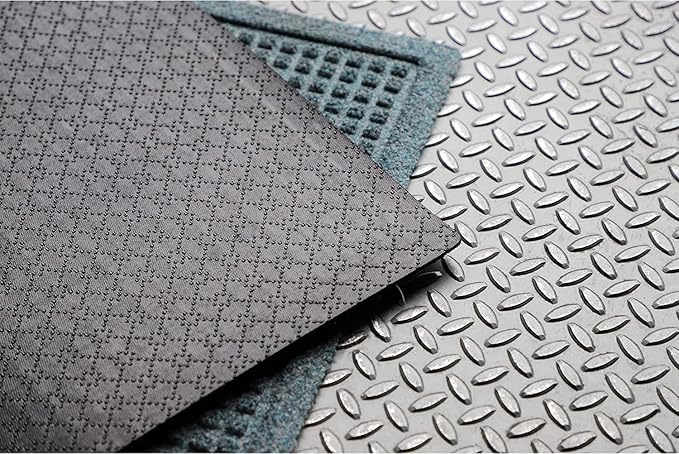 WaterHog Squares Front Door Mat Indoor Outdoor Entrance, Absorbent All-Weather Doormat with Non-Slip Rubber Backing, Dirt & Moisture Trapper, Low Profile, Easy Clean, Made in USA, 23"x35.5" Bluestone - Image 5