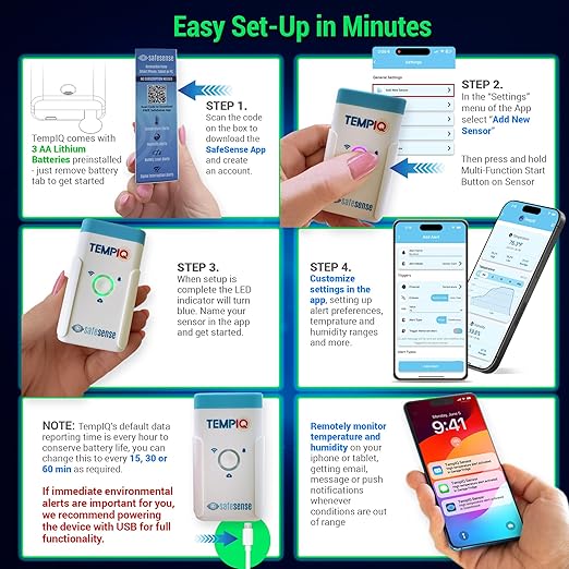TEMPIQ Remote WiFi Temperature & Humidity Sensor - App Integration, Alerts, Helps Monitor 2nd Home, AirBnb, RV, Pets,Freezer and Server Room, Indoor & Outdoor Hygrometer & Thermometer - Image 9