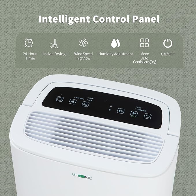 Uhome 120 Pints Dehumidifier with Drain Hose - 6000 Sq. Ft Quiet Dehumidifier for Home, Basements, Storages and Large Rooms with 1.32Gallon Water Tank - Image 7
