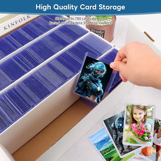 Trading Card Storage Box 3120 Count Collector Cards Box White Sports Card Storage Boxes Card Sorting Tray Cases Cards Collection Trading Cards Box for Soccer Basketball Cards(6 Set) - Image 6