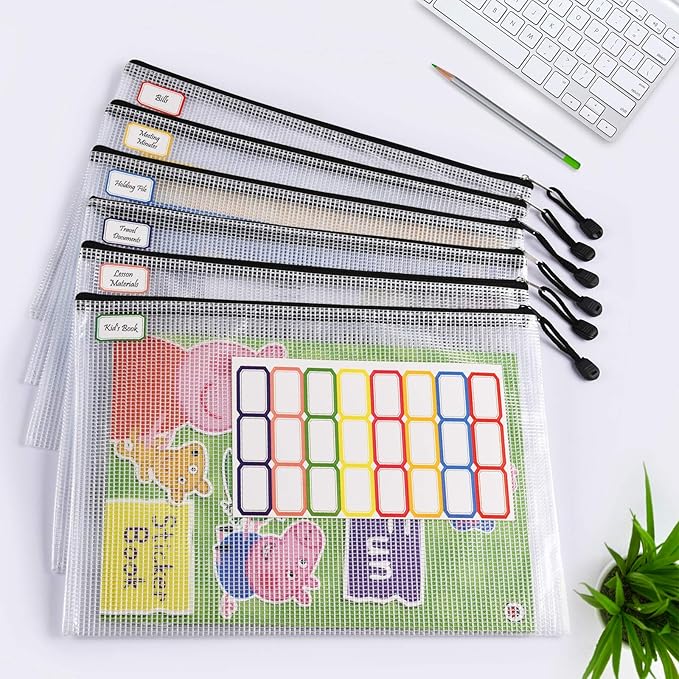 Mesh Zipper Pouch, 6PCS Waterproof Plastic Mesh ZipperBag, B5 Size Tear-Resistant Document Pouch, Extra Large Zip File Bags, for School Office Supplies Home Travel Storage(11.26×7.9 Inch) - Image 3