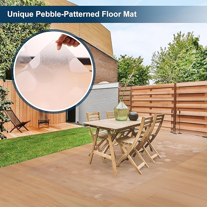 Clear Area Mat for Hard Floors, 4'×6' No Slip Vinyl Floor Mats for Under Dining Table, Pebble Patterned Waterproof Rug Protector for High Traffic Areas, Pet, Splat Mat - Image 5