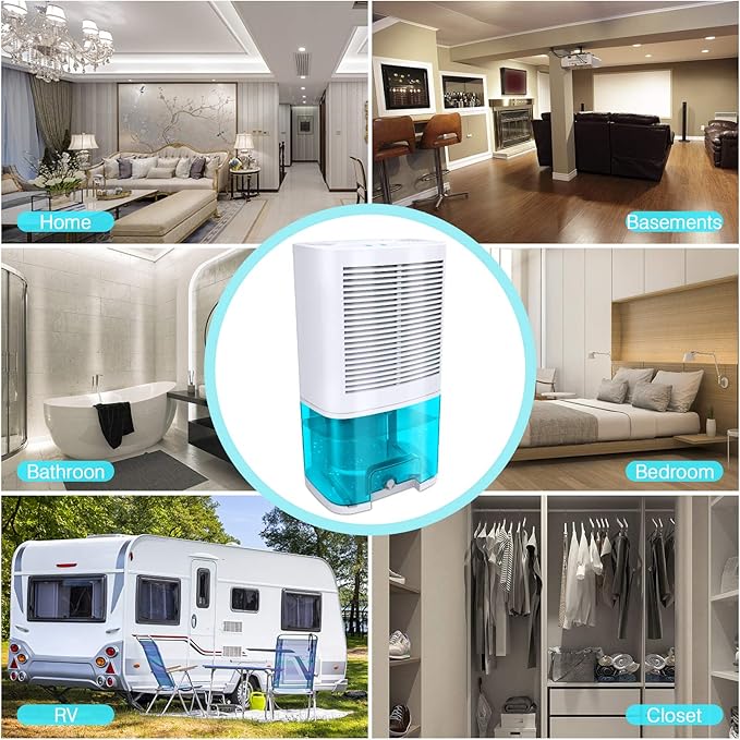Dehumidifier 68oz(2000ml) Small Dehumidifier with Drain Hose for Up to 650 sq.ft Ultra Quiet Mini Portable Air for Home Basements Bathroom Bedroom Closet Kitchen RV - Image 5