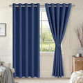 Hiasan Blackout Curtains for Bedroom, 60 x 84 Inches Long - Thermal Insulated & Energy Saving Window Curtains for Living Room, 2 Drape Panels Sewn with Tiebacks, Navy by Hiasan